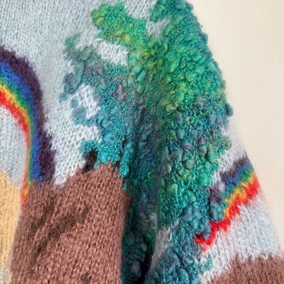 Vintage mohair sweater Unicorn fantasy landscape 1980s hand knit - Picture 4 of 4
